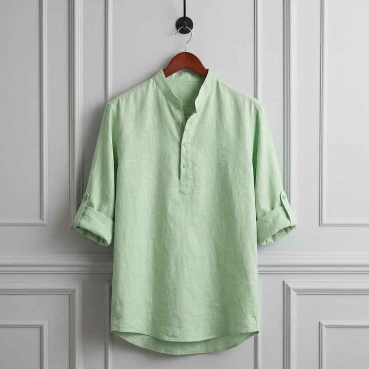 Casual Linen-Look Long Sleeve Shirt