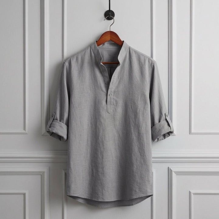 Casual Linen-Look Long Sleeve Shirt