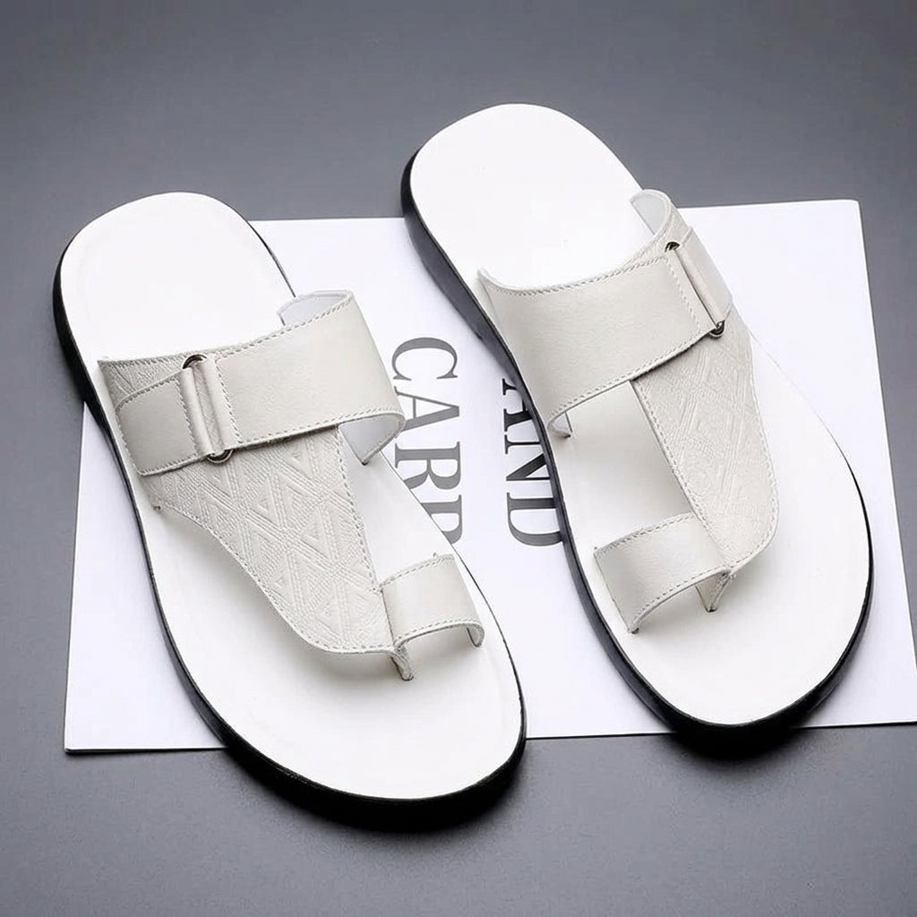Toe-Loop Leather-Look Sandals