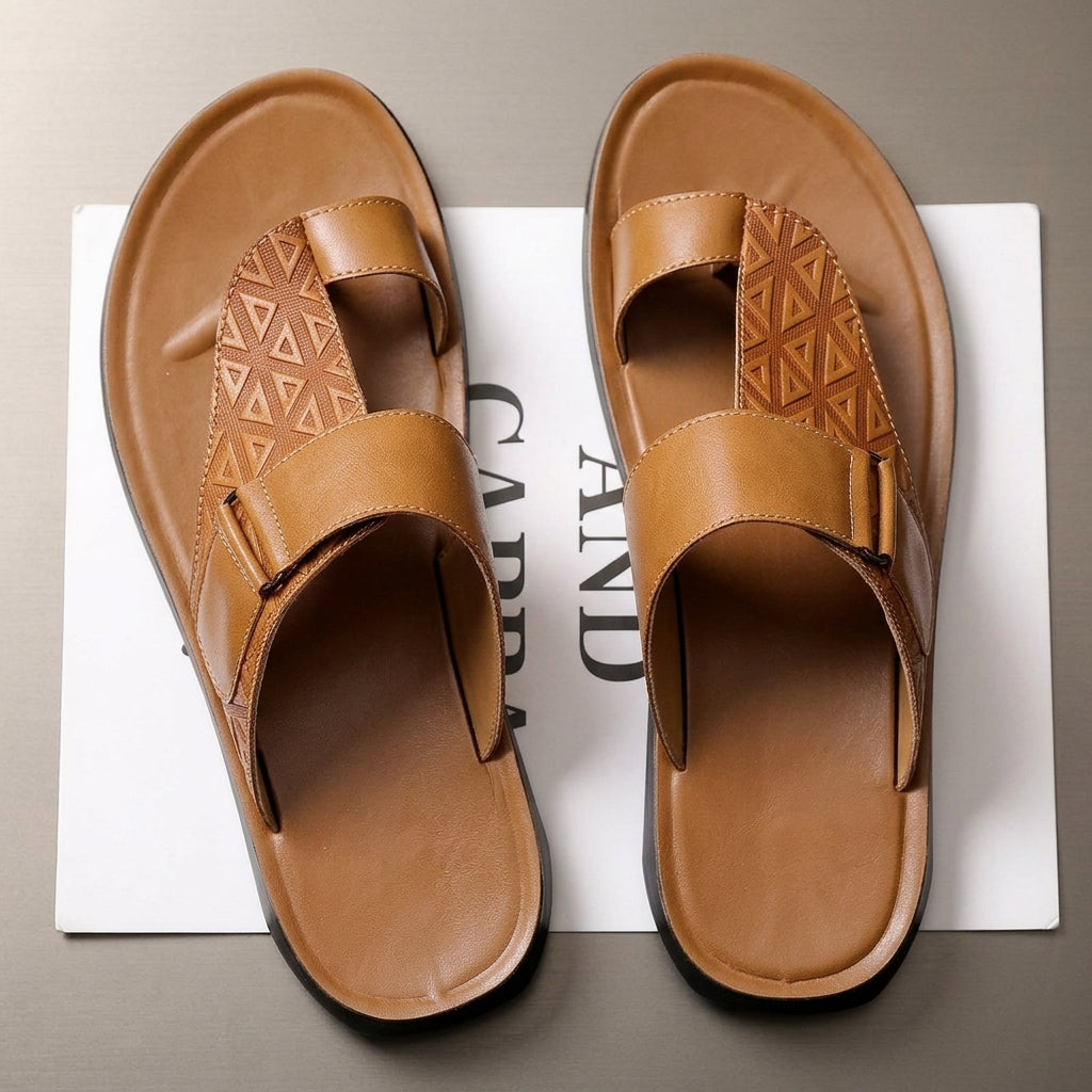 Toe-Loop Leather-Look Sandals