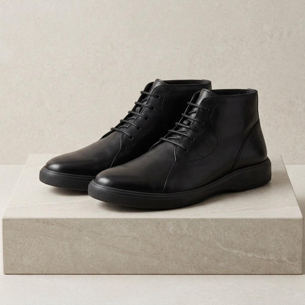 Lace-Up Leather-Look Chukka Boots