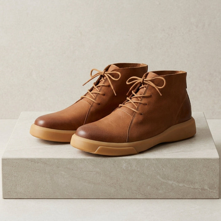 Lace-Up Leather-Look Chukka Boots