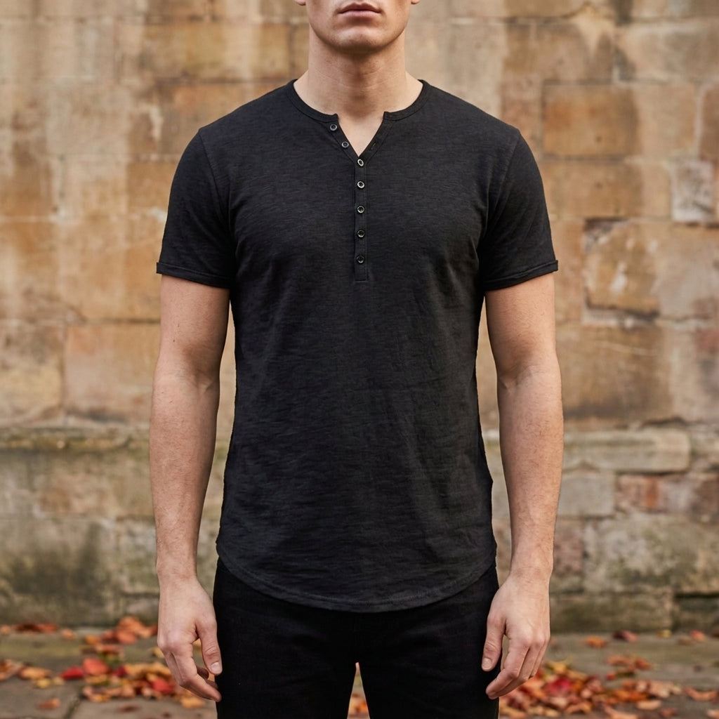 Henley Cotton-Blend T-Shirt
