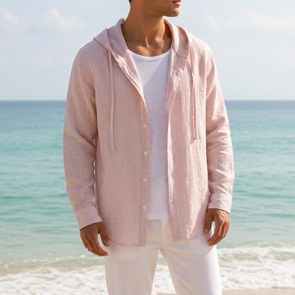Hooded Cotton-Linen Shirt