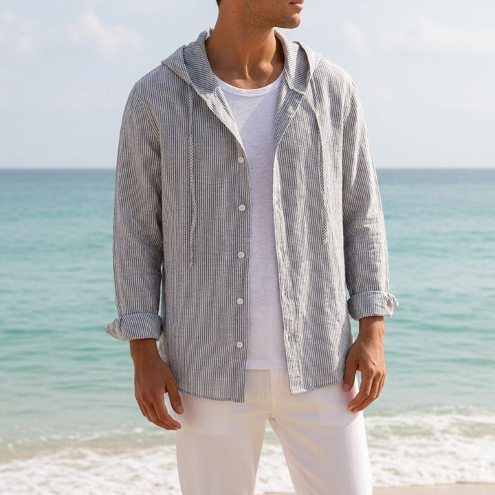 Hooded Cotton-Linen Shirt