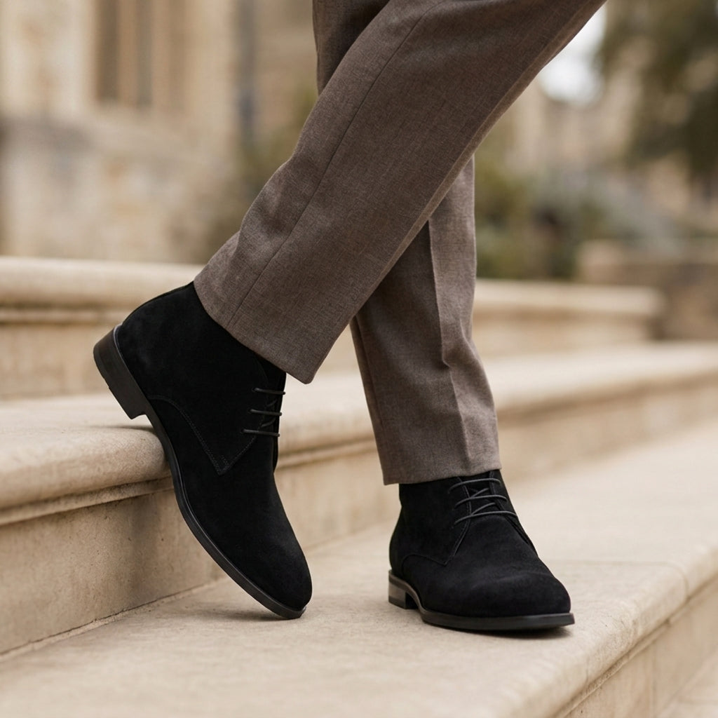 Suede-Look Lace-Up Desert Boots