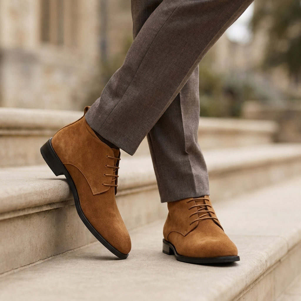 Suede-Look Lace-Up Desert Boots