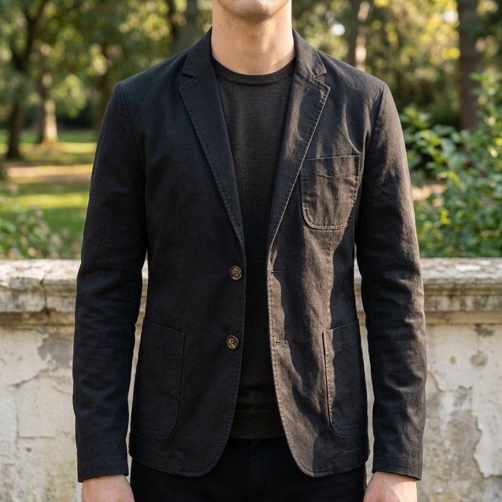 Cotton Twill Two-Button Blazer