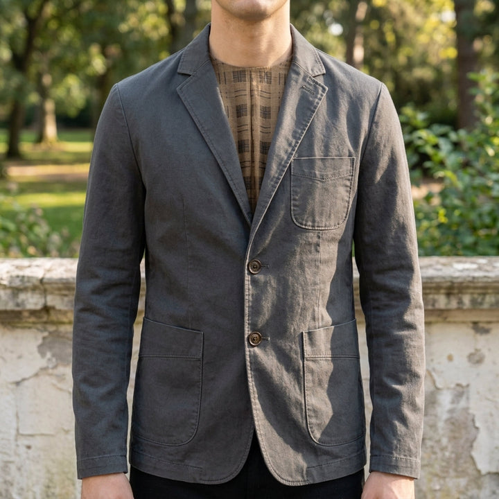 Cotton Twill Two-Button Blazer