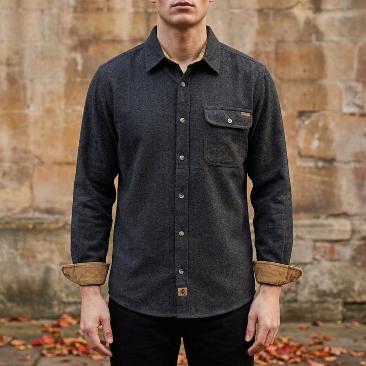 Brushed Corduroy-Trim Overshirt