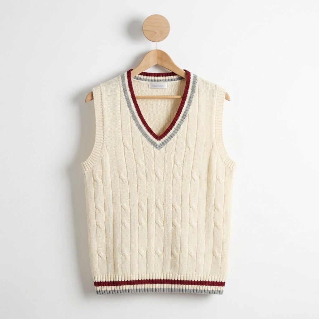 Ribbed V-Neck Knitted Vest
