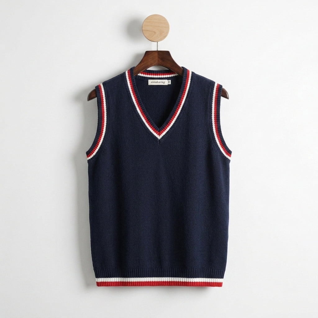 Ribbed V-Neck Knitted Vest