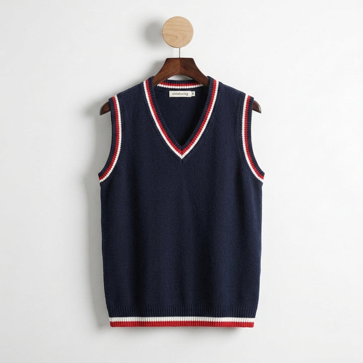 Ribbed V-Neck Knitted Vest