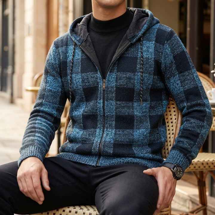 Plaid Zip-Up Fleece Hoodie