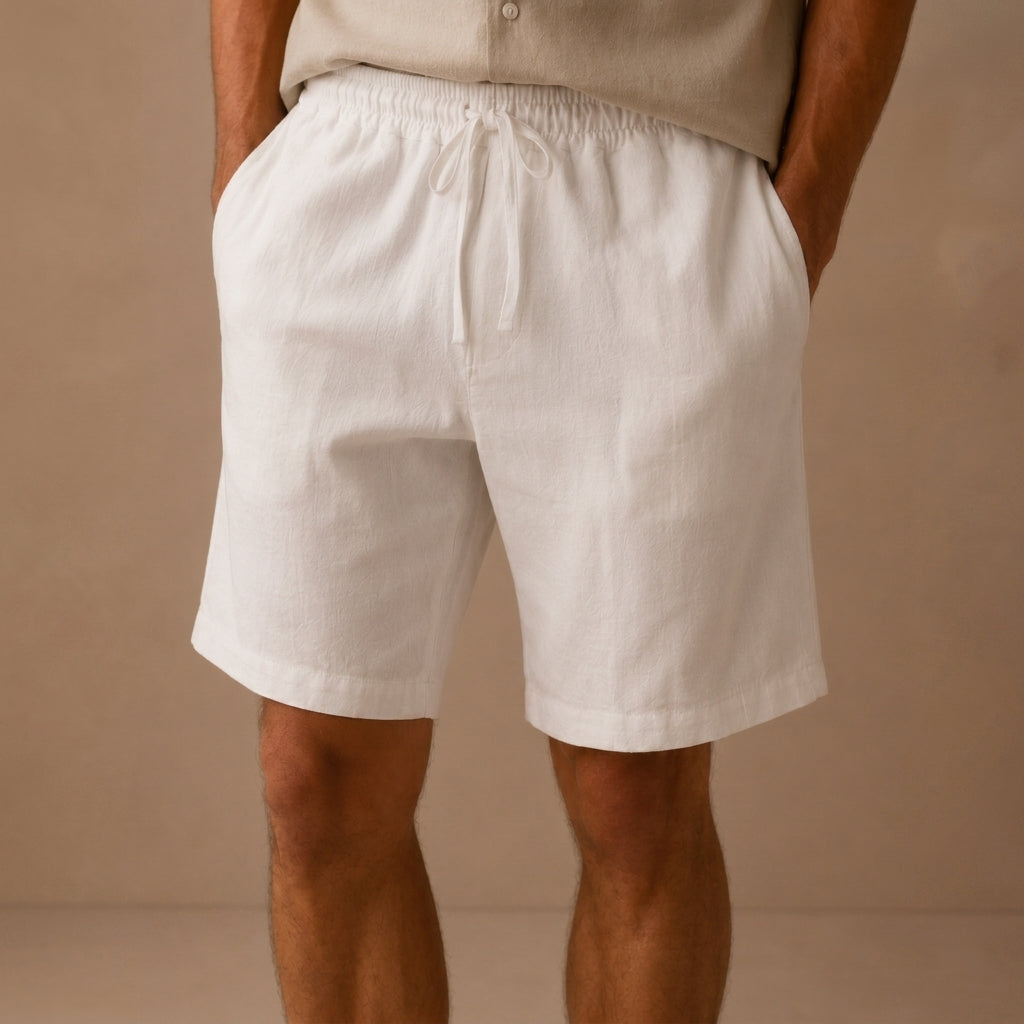 Cotton-Linen-Look Relaxed Shorts