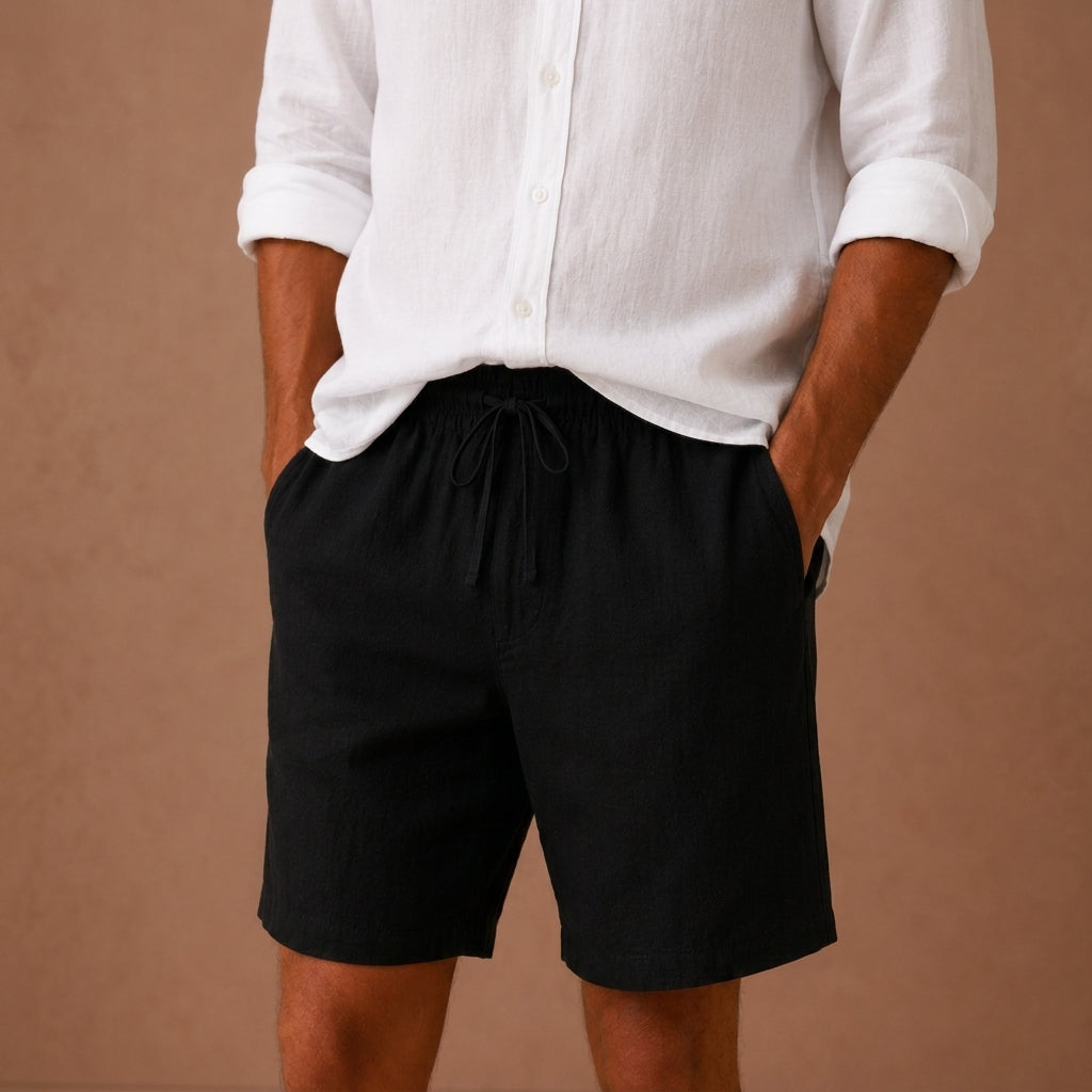 Cotton-Linen-Look Relaxed Shorts