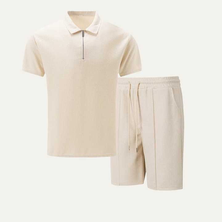 Zip-Neck Polo and Shorts Set