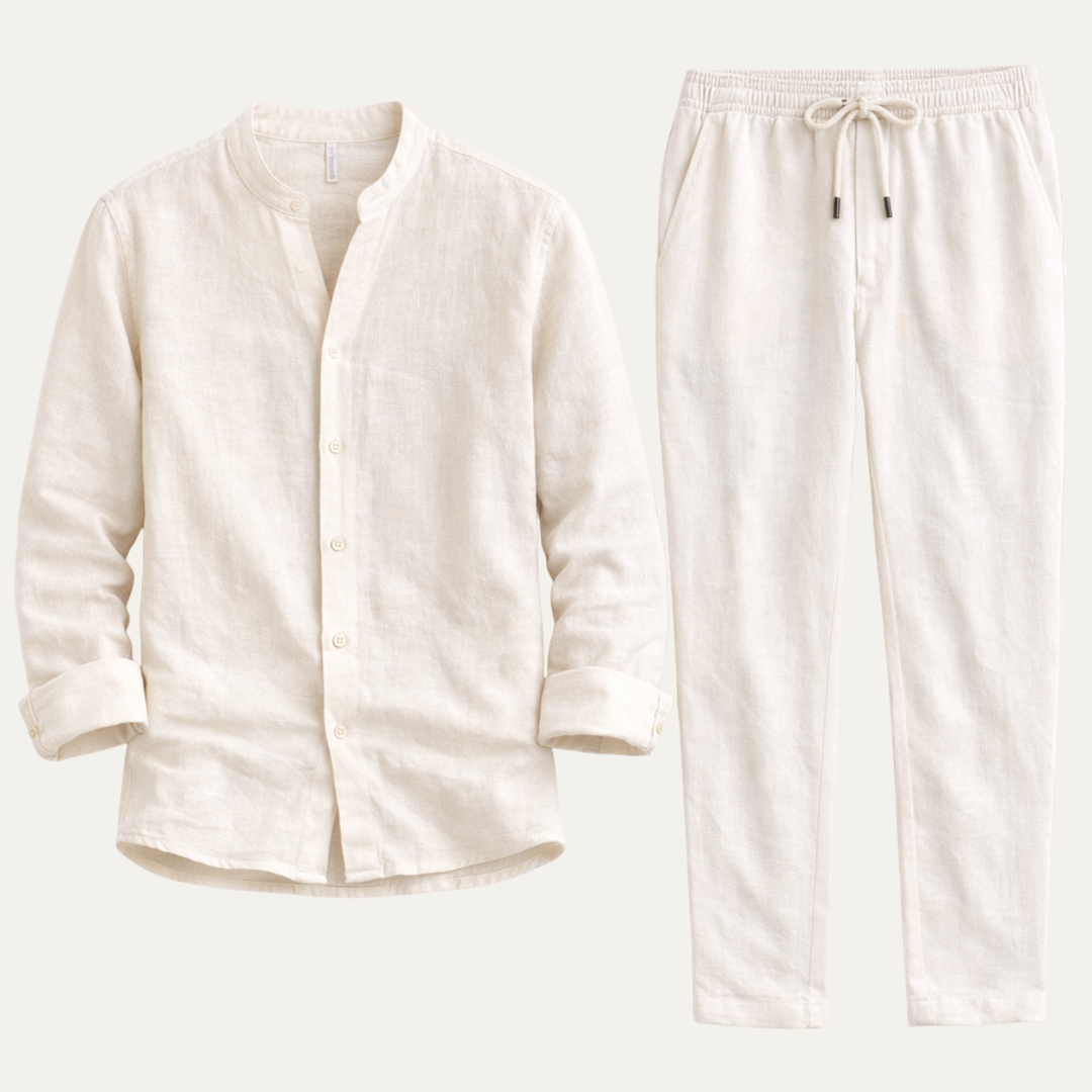 Linen-Look Shirt and Trousers Set