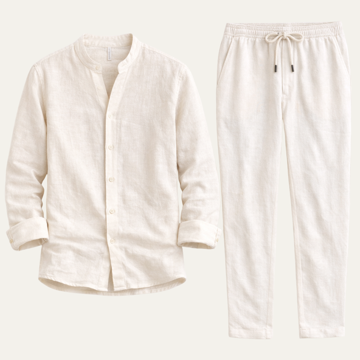 Linen-Look Shirt and Trousers Set