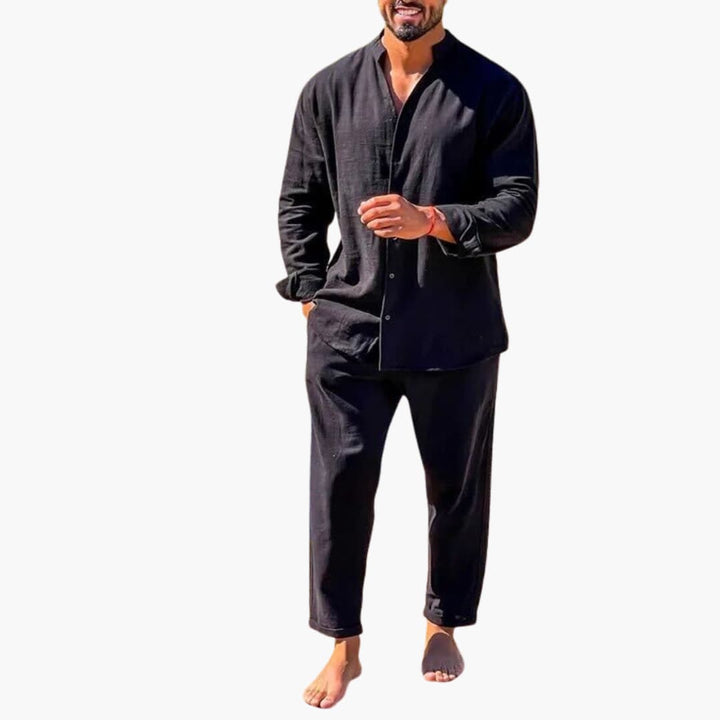 Linen-Look Shirt and Pants Set