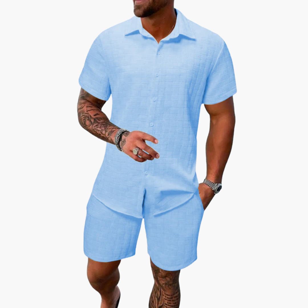 Textured Shirt and Shorts Set