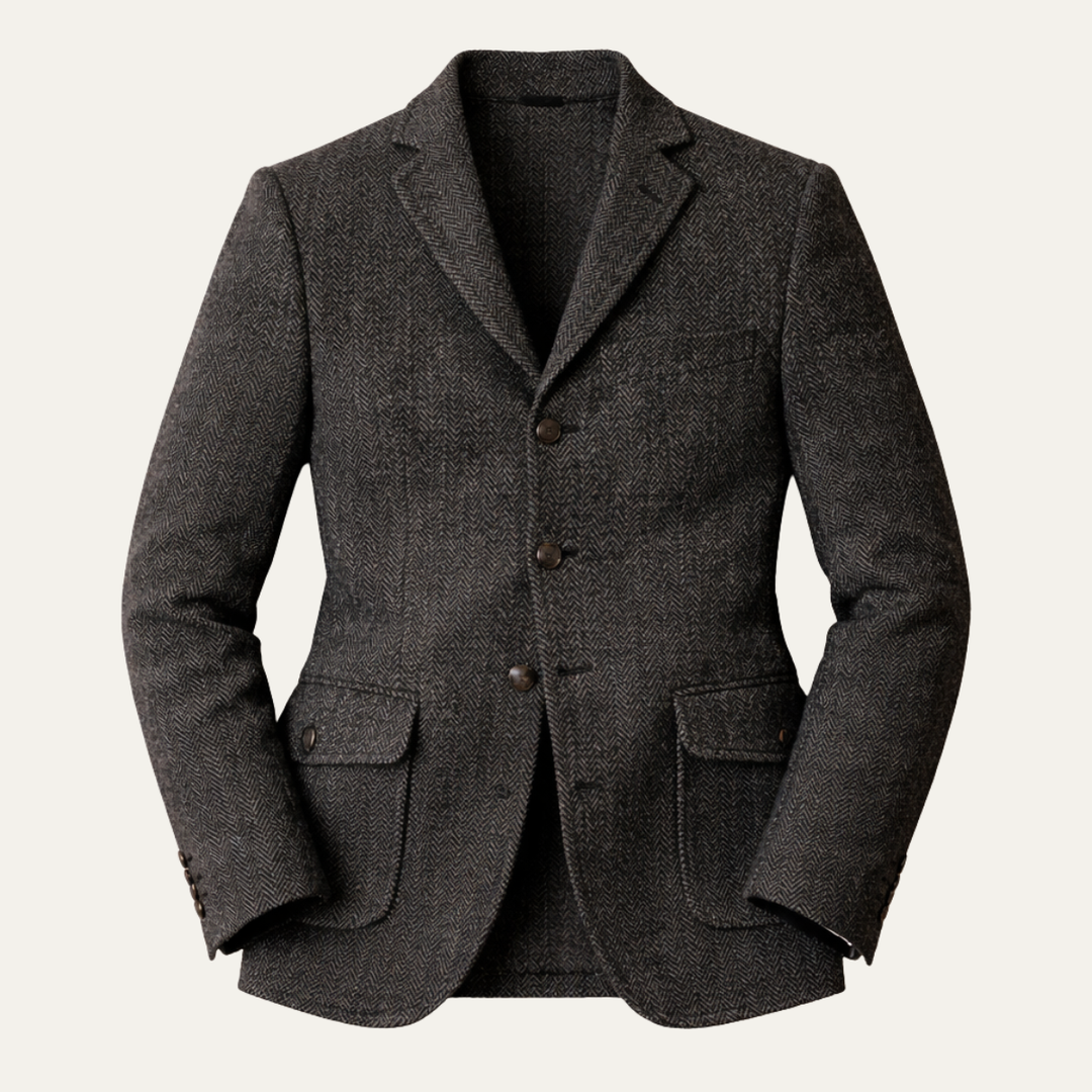 Fishbone Texture Single Breasted Blazer