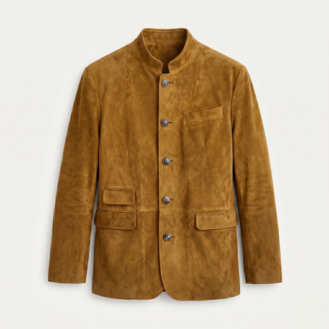 Suede-Look Single Breasted Blazer