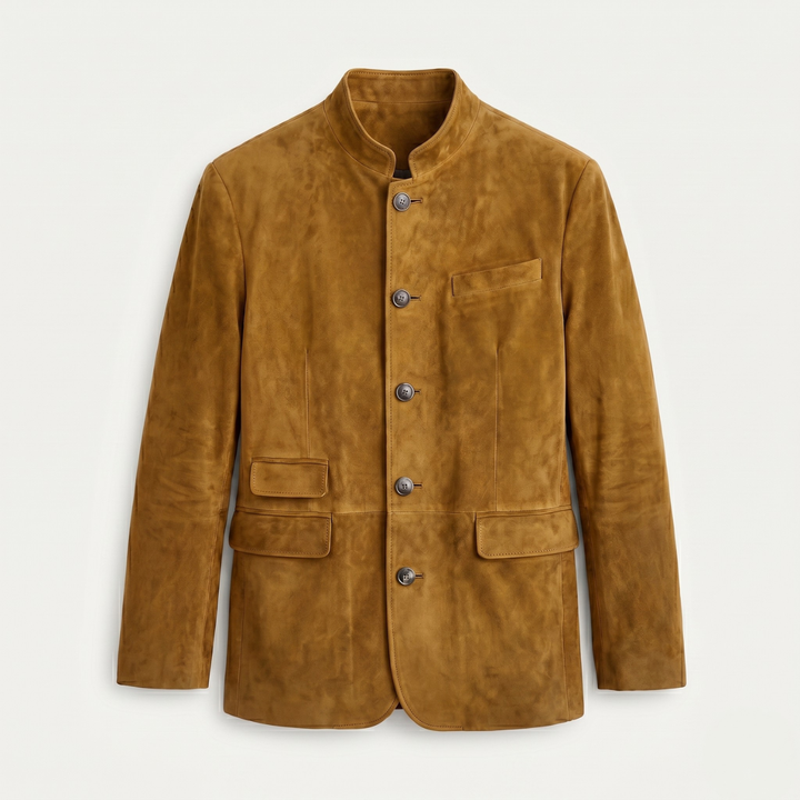 Suede-Look Single Breasted Blazer