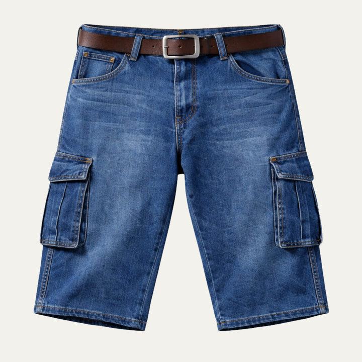 Multi-Pocket Denim Cargo Shorts