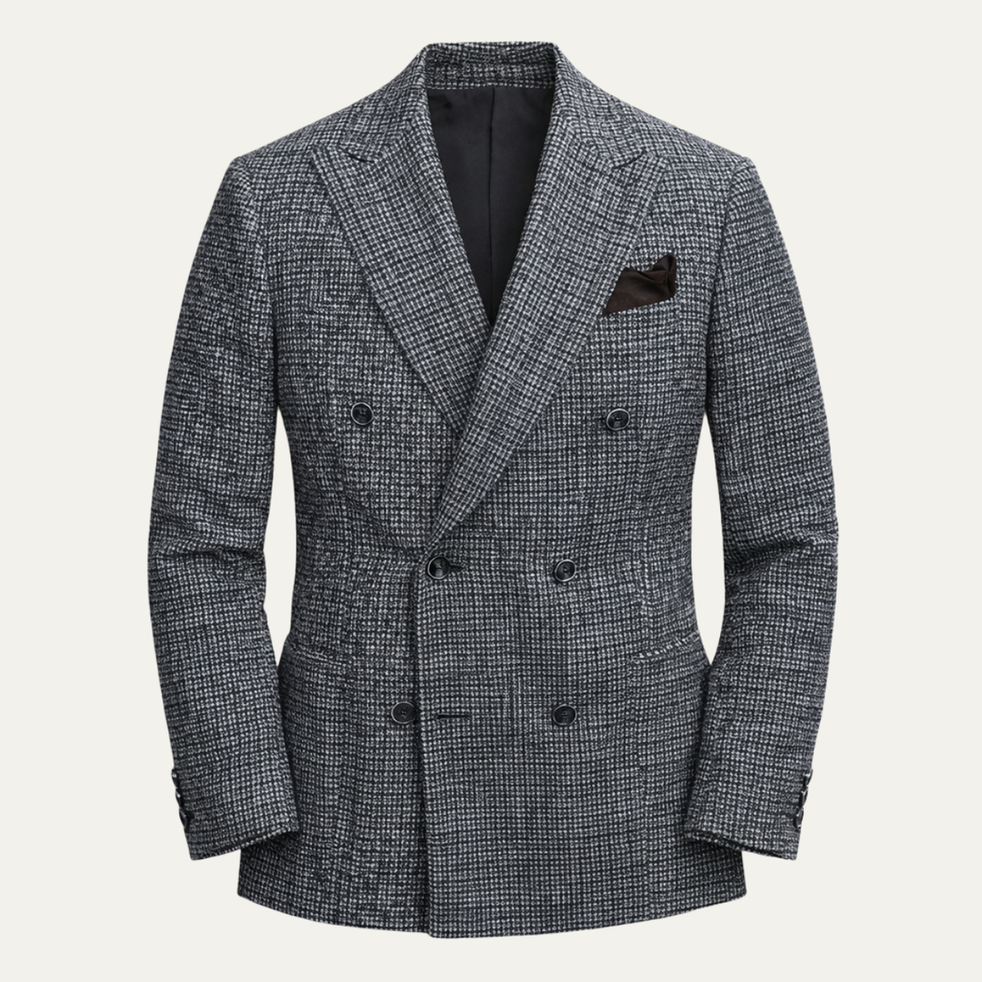Double Breasted Houndstooth Blazer