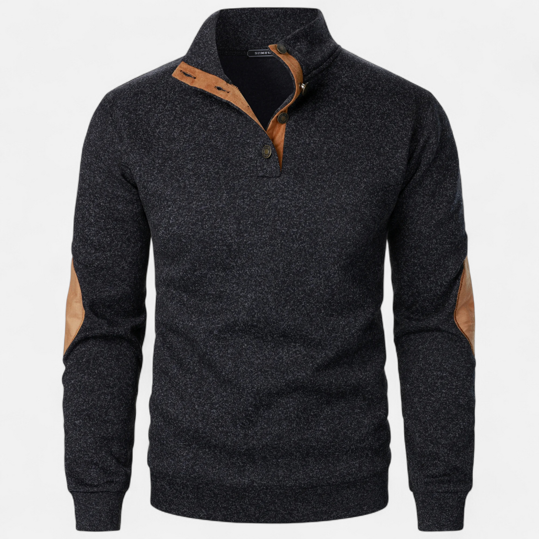 Men’s Stand Collar Button Knit Jumper