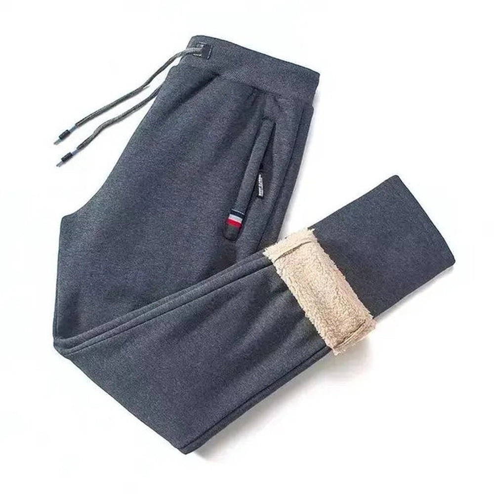 Fleece-Lined Winter Jogger Pants - Grey