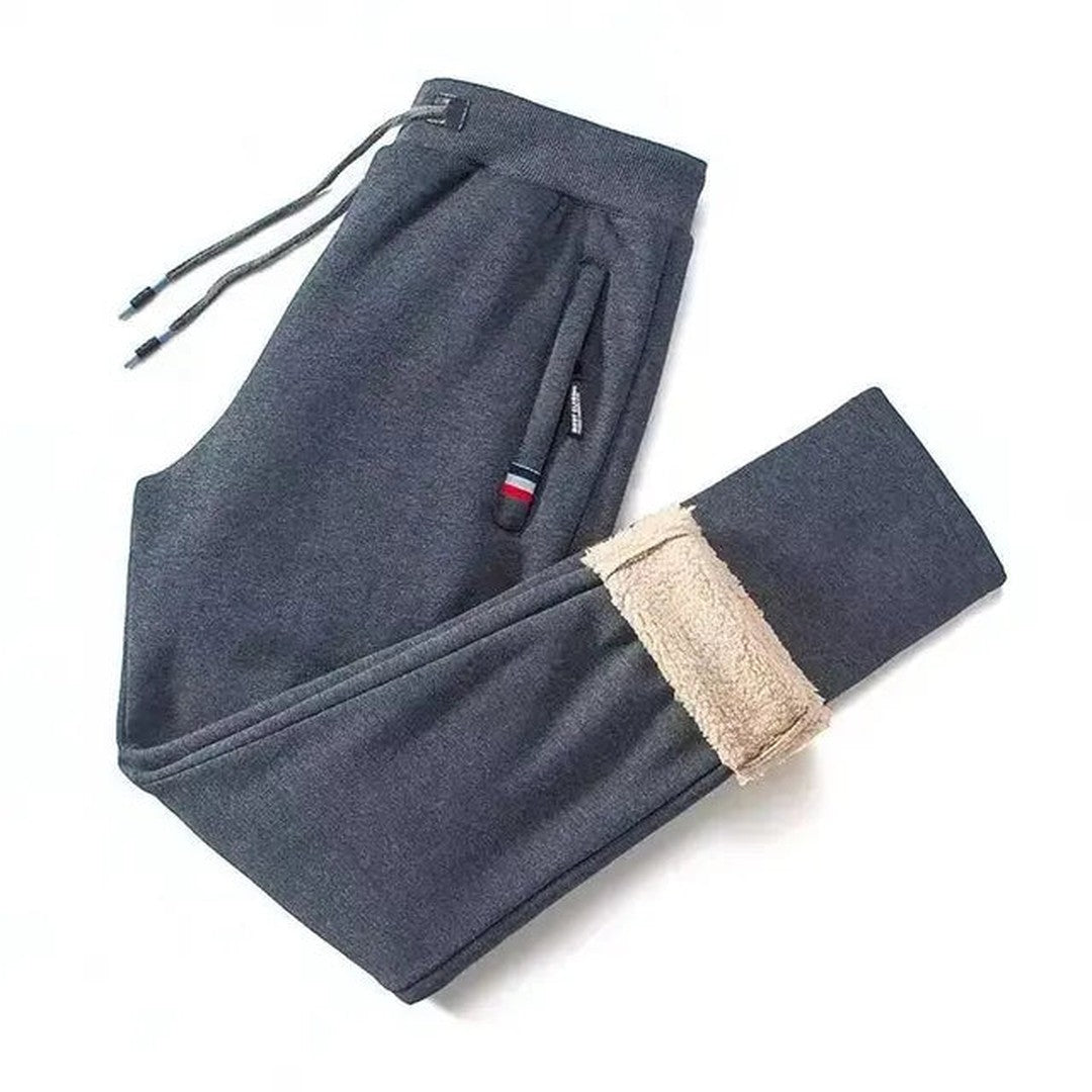 Fleece-Lined Winter Jogger Pants - Grey