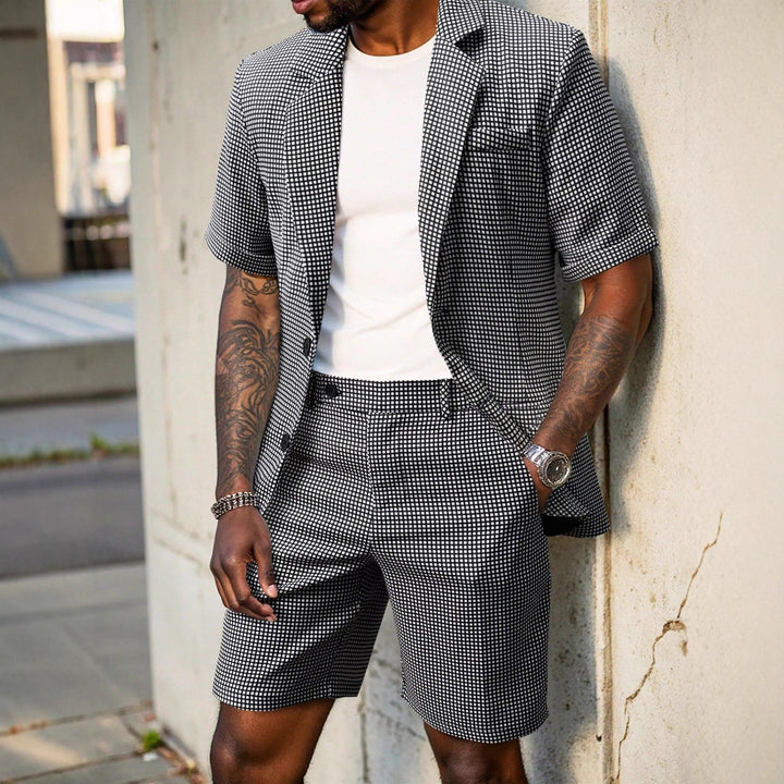 Check Short Sleeve Blazer and Shorts Set