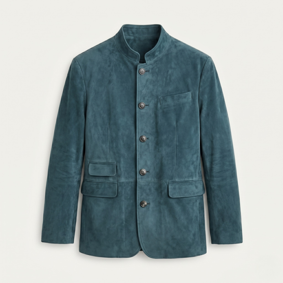 Suede-Look Single Breasted Blazer