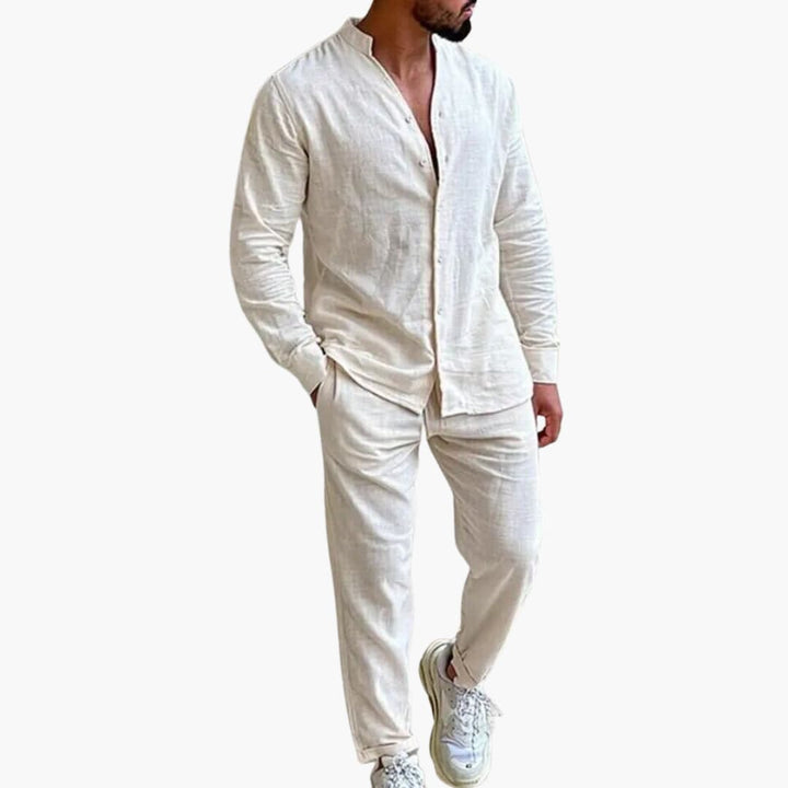 Linen-Look Shirt and Pants Set