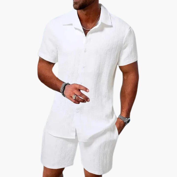 Textured Shirt and Shorts Set