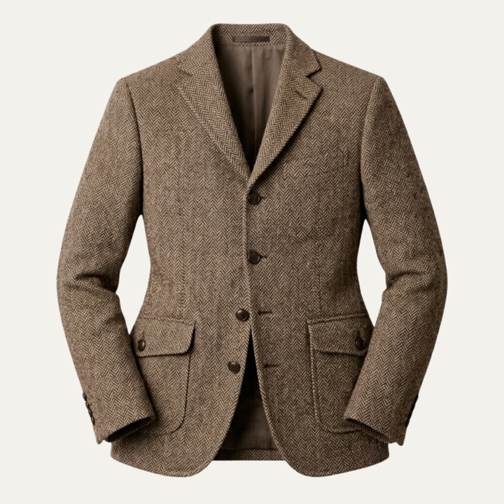 Fishbone Texture Single Breasted Blazer
