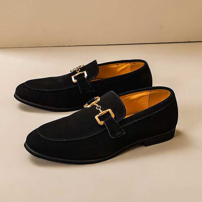 Suede-Look Loafers with Metal Detail