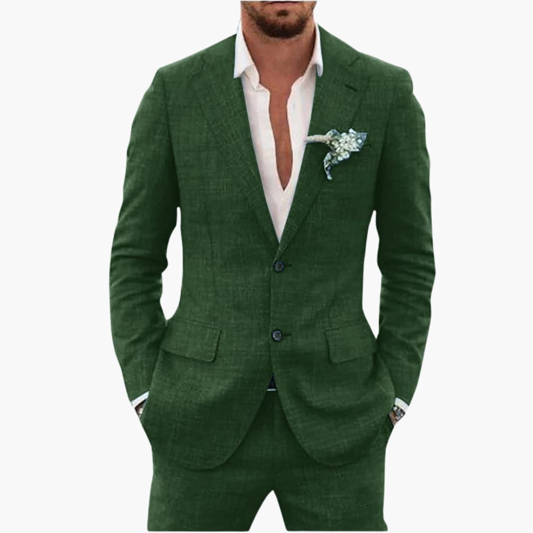 Linen-Look Blazer and Pants Set