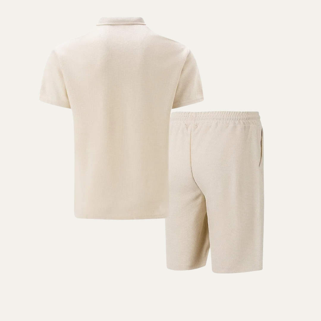 Zip-Neck Polo and Shorts Set