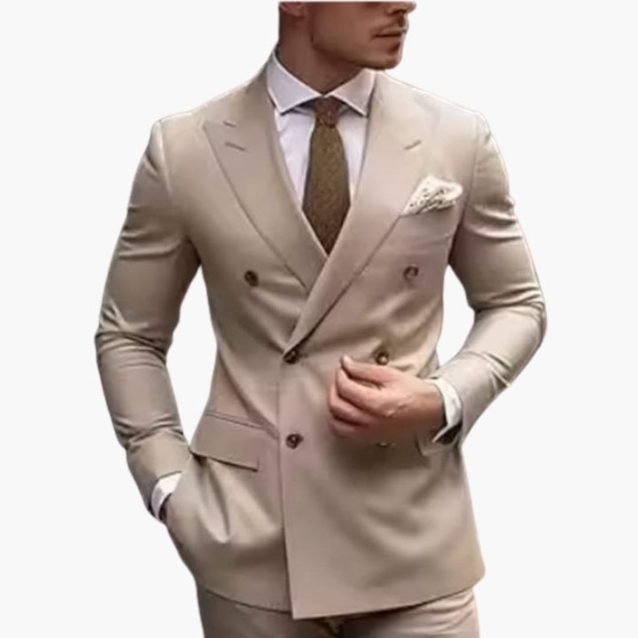 Double-Breasted Suit and Slim Trouser Set