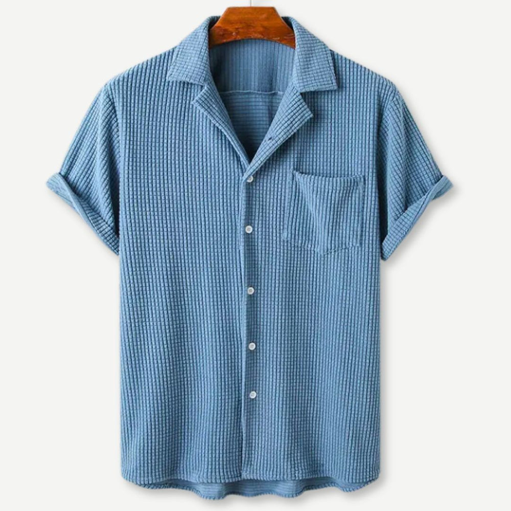 Relaxed Waffle-Knit Shirt - Light Blue
