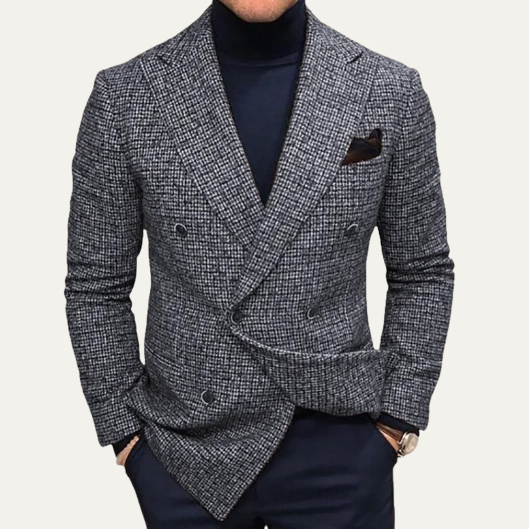 Double Breasted Houndstooth Blazer