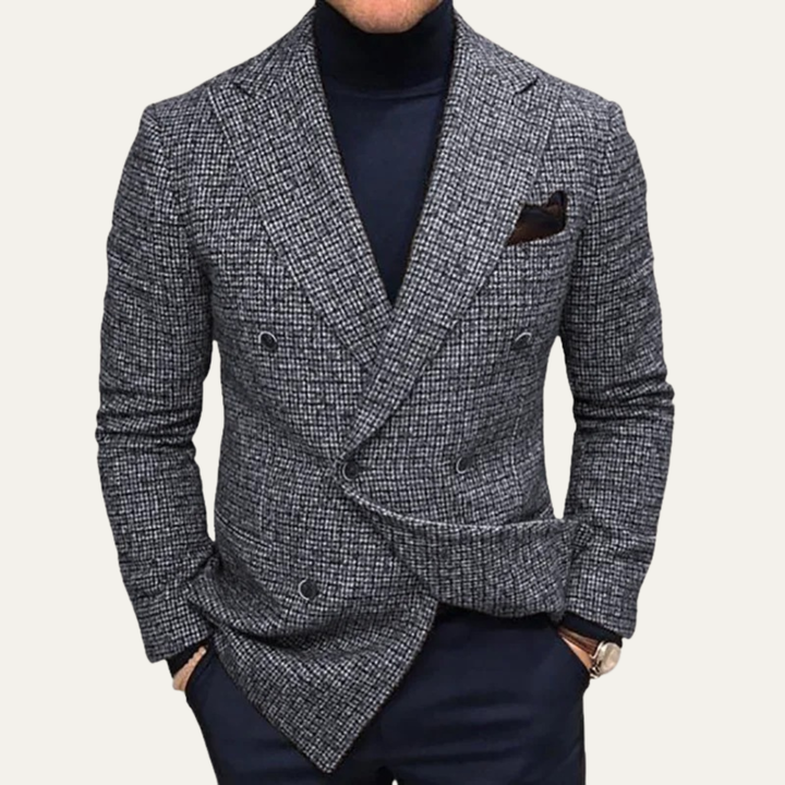 Double Breasted Houndstooth Blazer