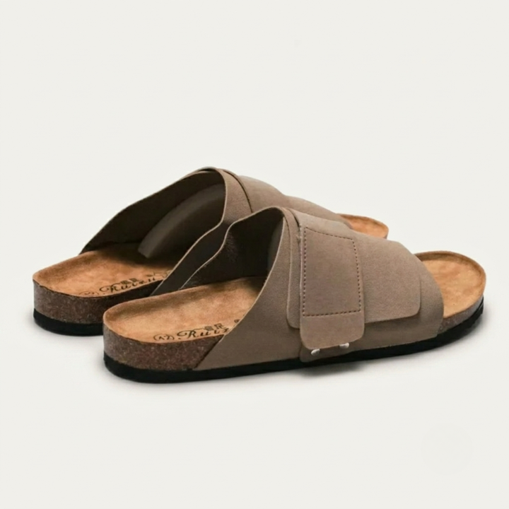 Cork-Effect Footbed Slide Sandals