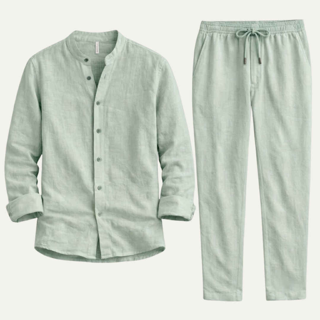 Linen-Look Shirt and Trousers Set
