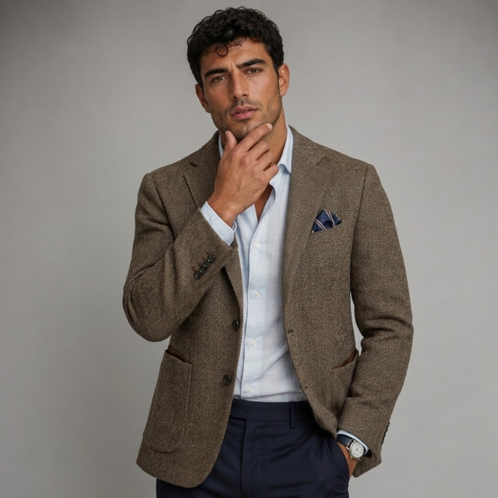 Herringbone Single Breasted Blazer