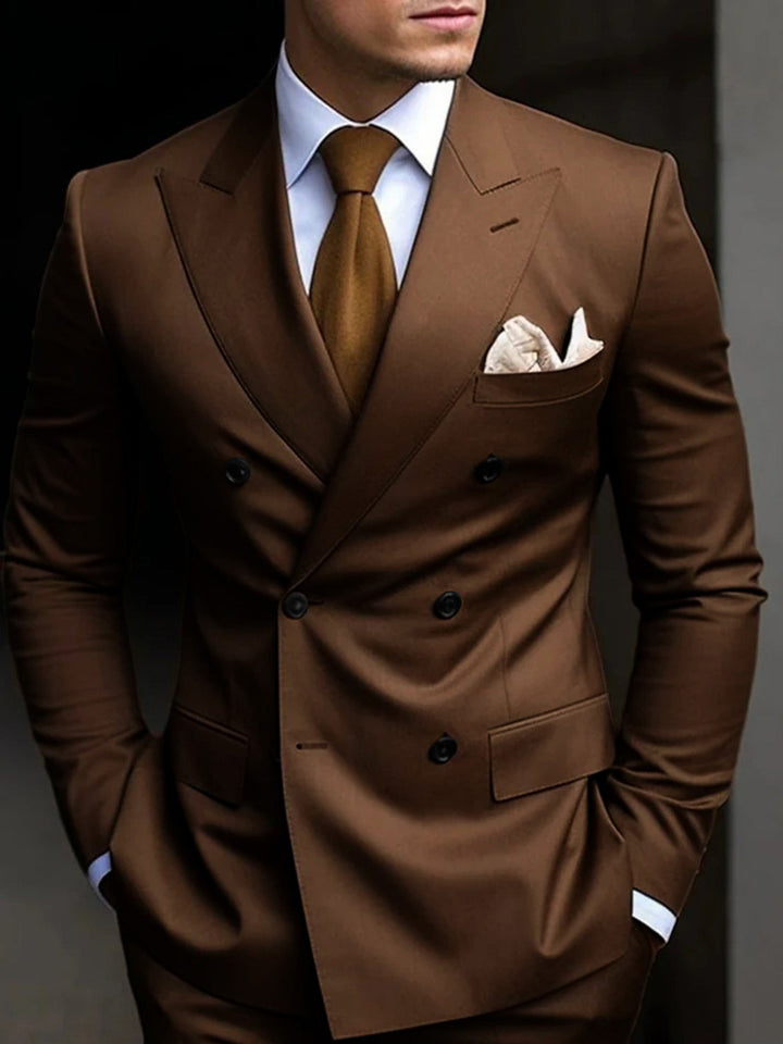 Double-Breasted Two-Piece Suit Set
