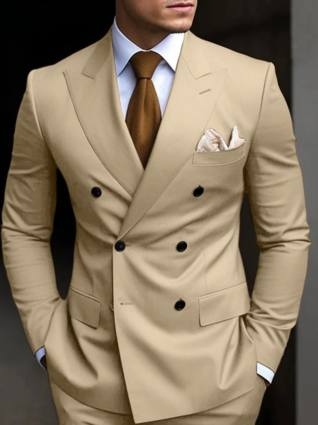 Double-Breasted Two-Piece Suit Set